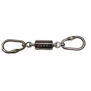GUCCI Double Key Ring Carabiner Silver Key Chain